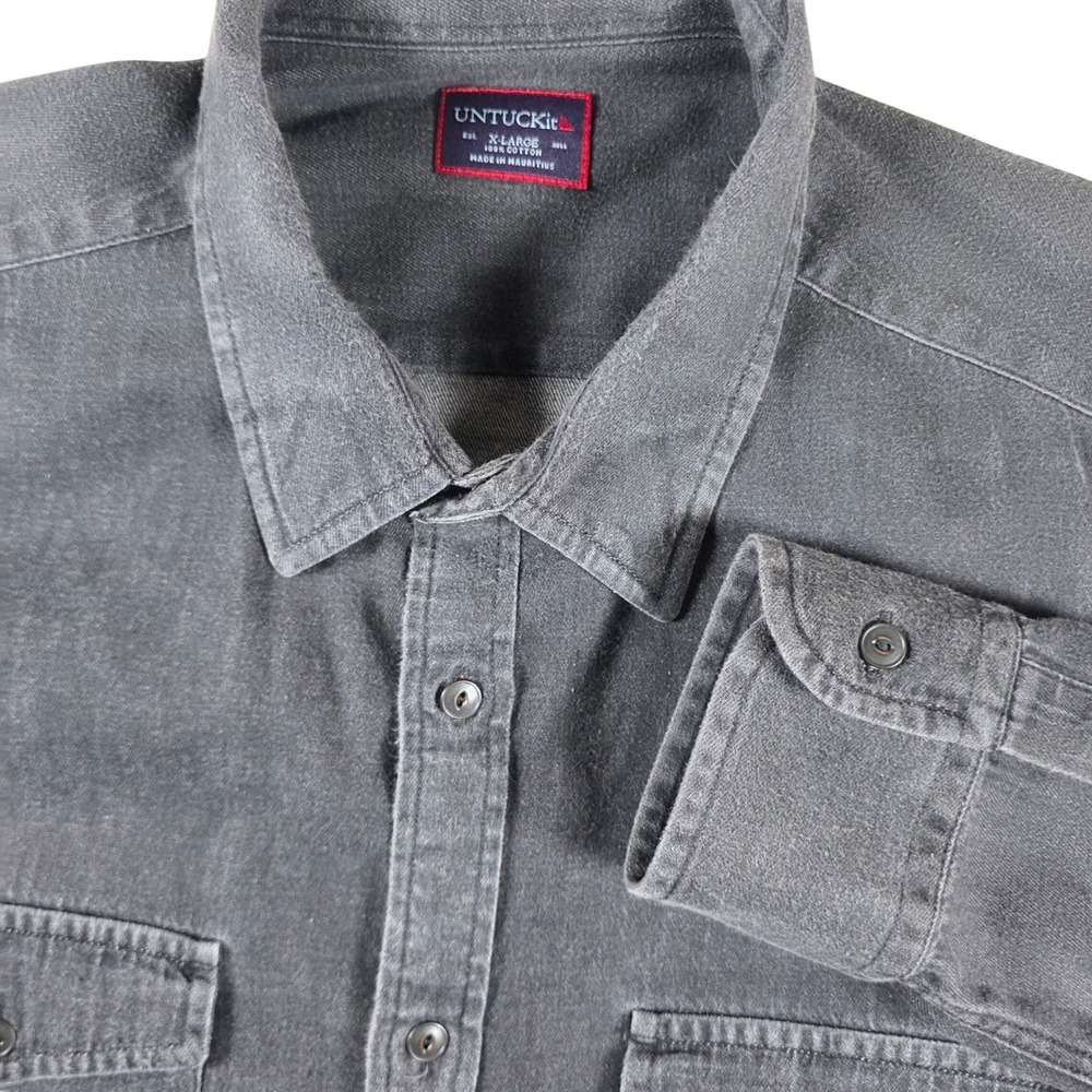 UNTUCKit Shirt Mens XL Nero Buono Washed Gray Lightweight Denim Button Down